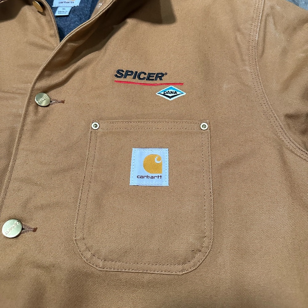 Carhartt Blanket Lined Chore Jacket Brown Michigan Corduroy Collar C001 Sz XL - Picture 13 of 13